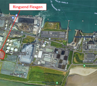 Satellite view of Poolbeg, with 1 flefgen site outlined.